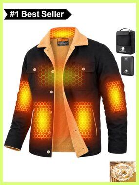 Men's Graphene Heated Winter Jacket 12V Battery Pack Insulated Work Coat